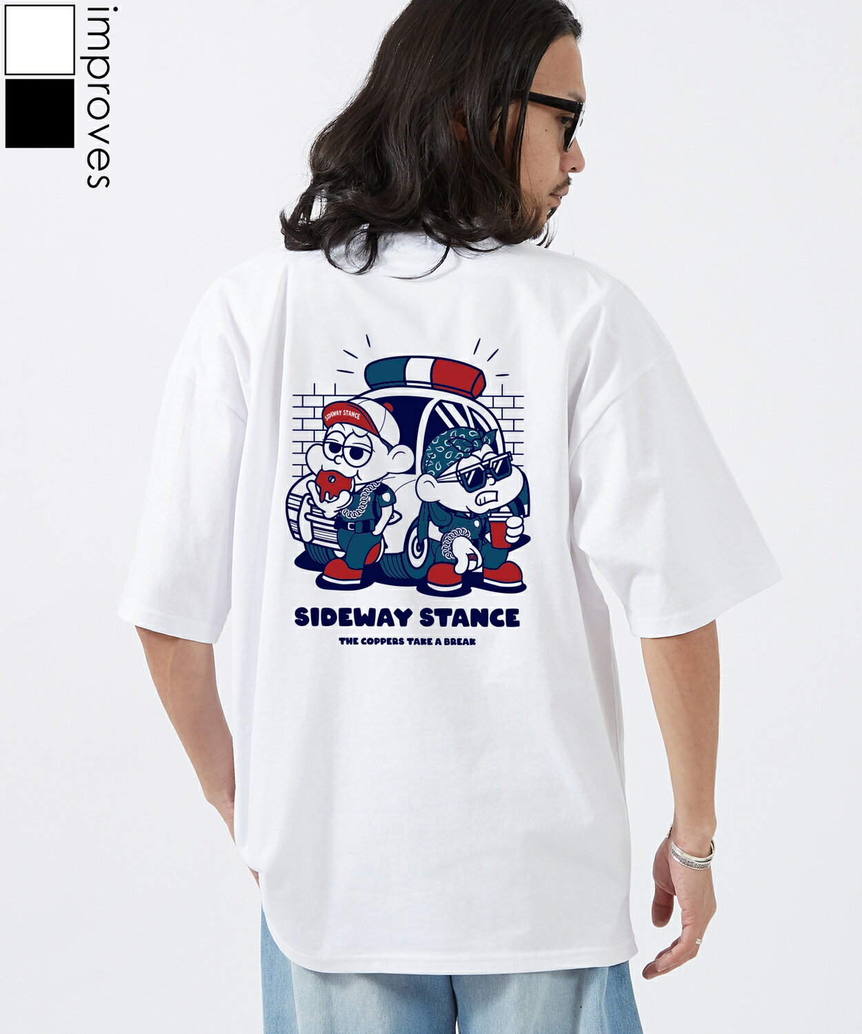 Rakuten - 半袖Tシャツ メンズ レディース SIDEWAY STANCE サイドウェイスタンス オリジナルプリント ルードボーイズ 半袖Tシャツ カットソー カジュアル アメカジ ストリート スケーター 韓国ファッション ブラック ホワイト
