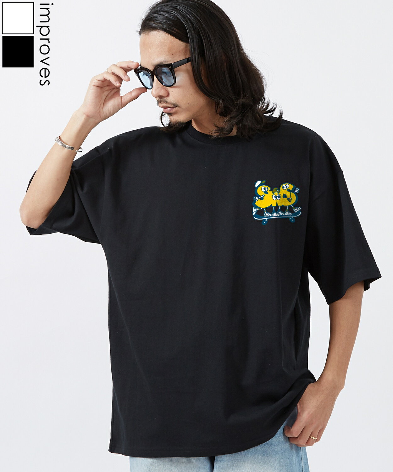 Rakuten - 半袖Tシャツ メンズ レディース SIDEWAY STANCE サイドウェイスタンス オリジナルプリント スケボーキャラ 半袖Tシャツ カットソー カジュアル アメカジ ストリート スケーター 韓国ファッション ブラック ホワイト