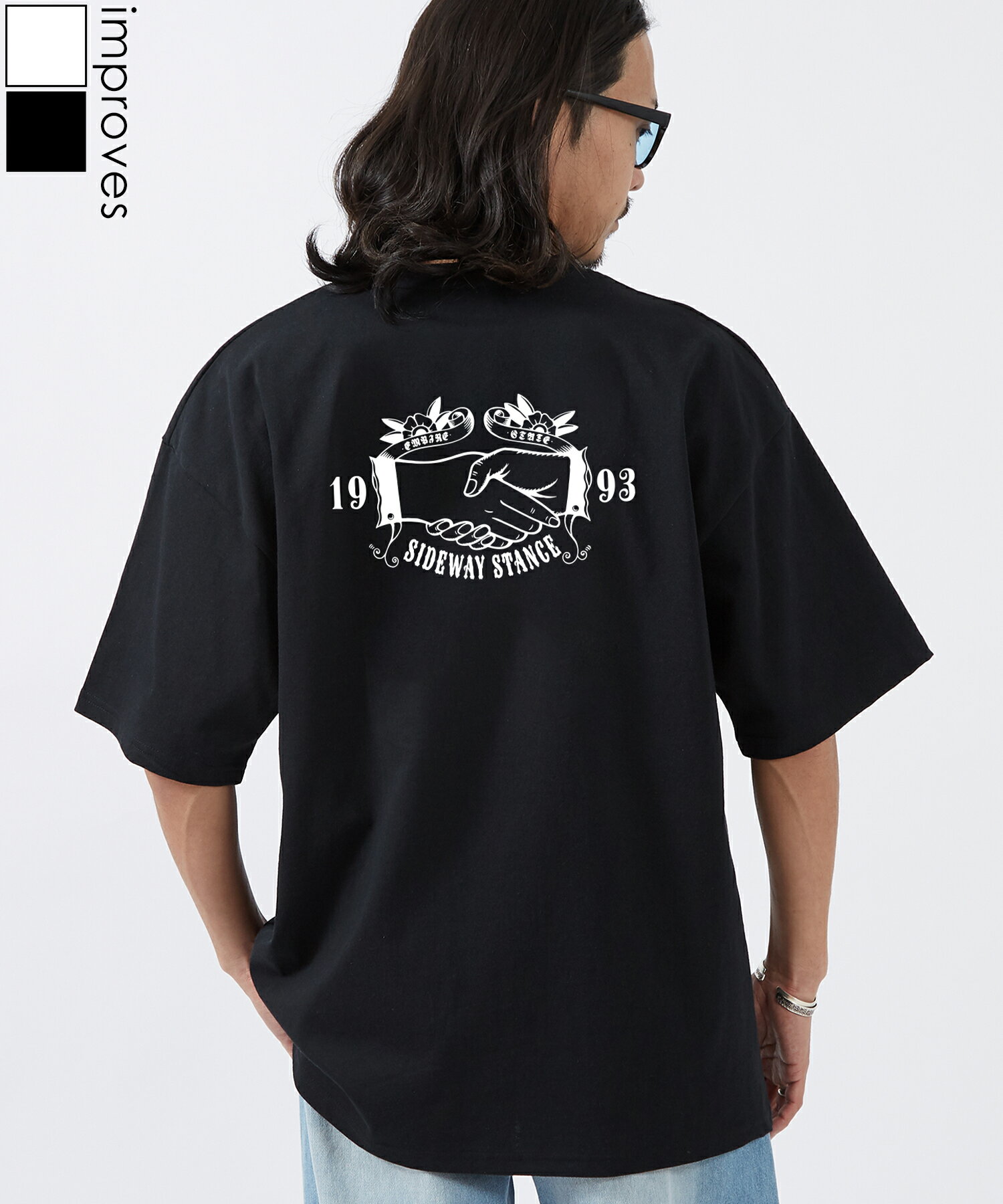 樂天商城 - 半袖Tシャツ メンズ レディース SIDEWAY STANCE サイドウェイスタンス バックプリント タトゥーアート オリジナルプリント カットソー カジュアル アメカジ ストリート ワーク ブラック ホワイト