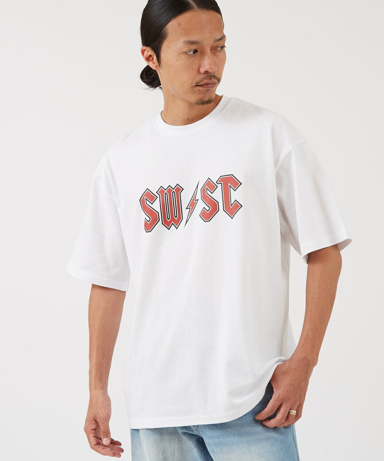 Rakuten - 半袖Tシャツ メンズ レディース カレッジロゴ プリント SIDEWAY STANCE サイドウェイスタンス クルーネック カットソー ビッグシルエット オーバーサイズ ストリート 韓国ファッション 古着MIX 定番 人気 カジュアル