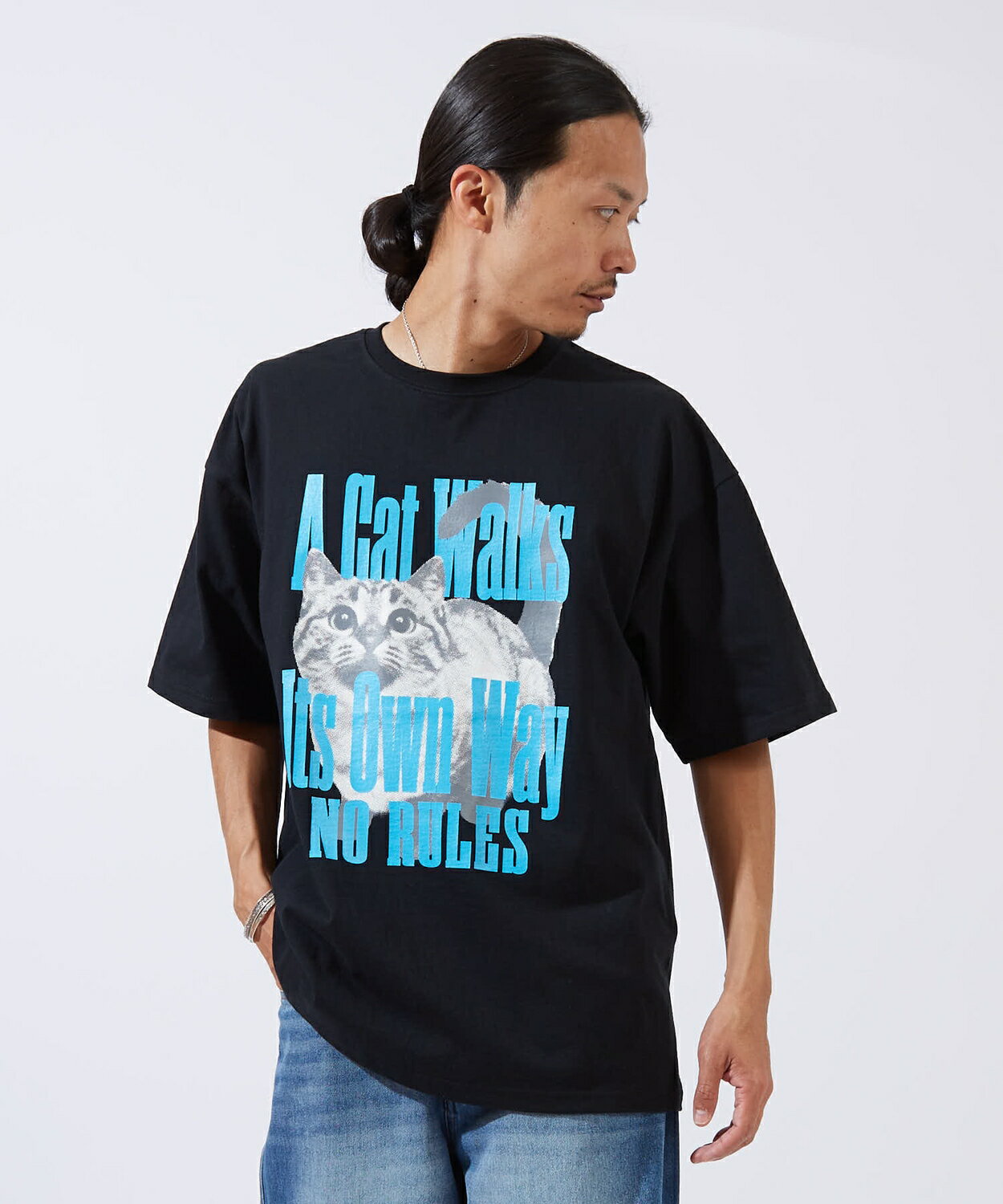 Rakuten - 半袖Tシャツ メンズ レディース SIDEWAY STANCE サイドウェイスタンス オリジナルプリント ネコグラフィック 半袖Tシャツ カットソー カジュアル アメカジ ストリート スケーター 韓国ファッション ブラック ホワイト オートミール