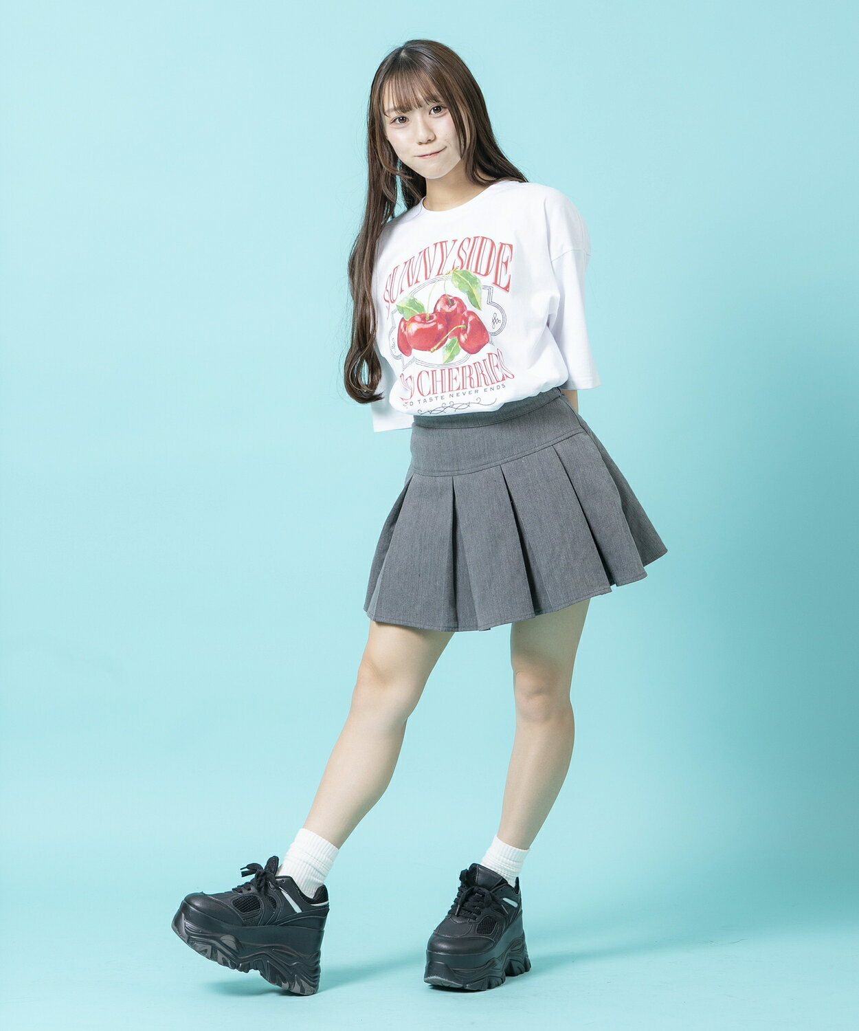 半袖Tシャツ メンズ レディース ユニセックス さくらんぼ チェリー プリント Tシャツ カットソー かわいい アイドル アメカジ カジュアル スケーター ストリート 韓国 ホワイト