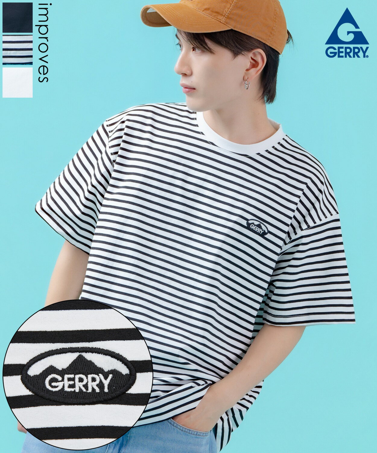 樂天商城 - 半袖Tシャツ メンズ レディース GERRY ジェリー マウントロゴ ワンポイント 刺しゅう 半袖T カットソー アウトドア ストリート アメカジ 古着MIX ブラック ホワイト ボーダー