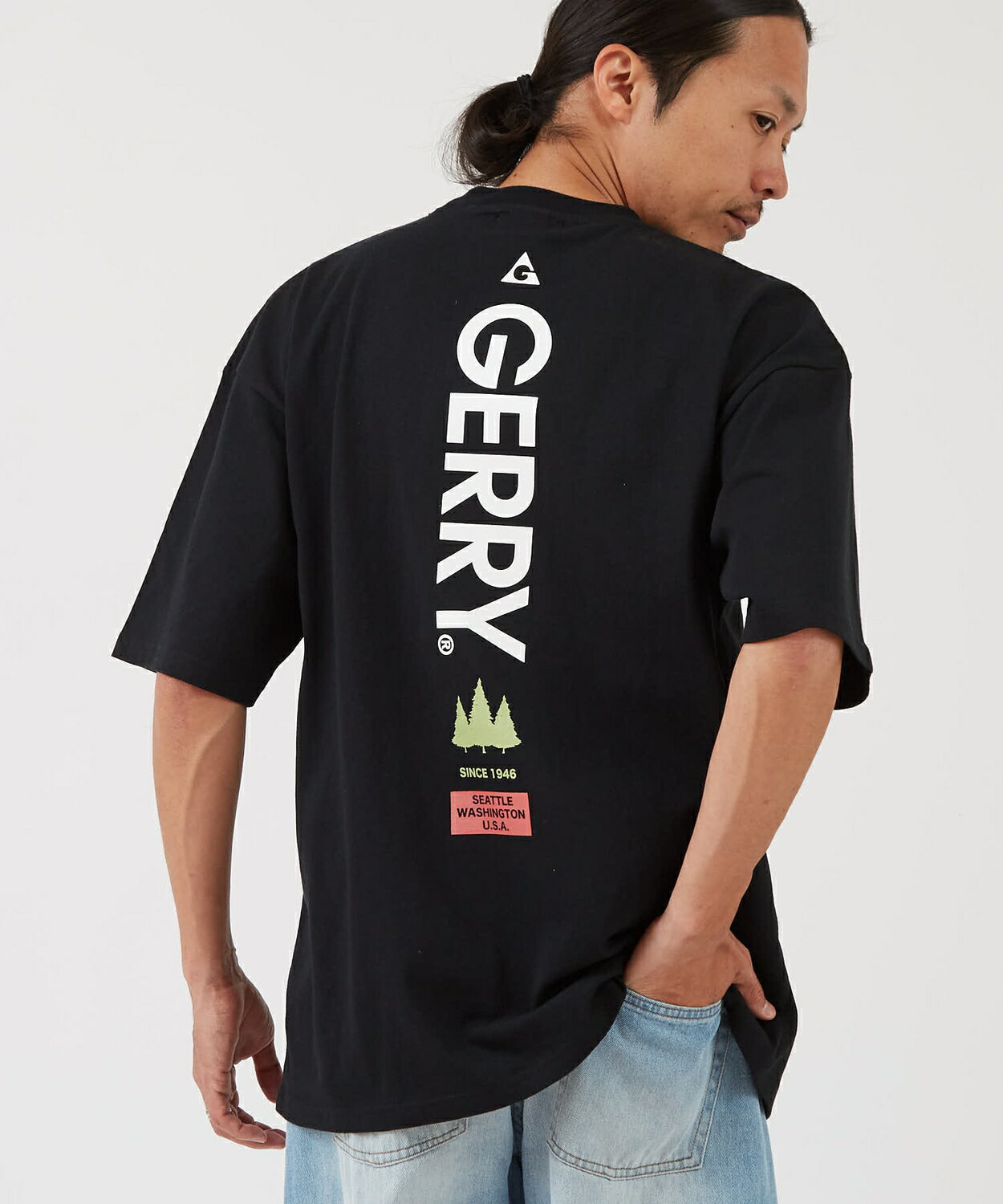 Rakuten - 半袖Tシャツ メンズ レディース GERRY ジェリー 別注プリント カットソー バックプリント ワンポイントプリント アウトドア ストリート アメカジ 古着MIX ホワイト ブラック