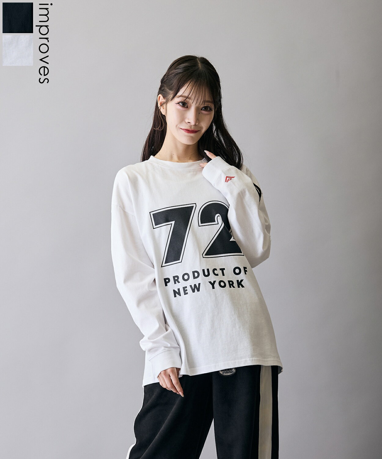 Rakuten - 長袖Tシャツ メンズ レディース PONY ポニー ロンT カットソー プリントTシャツ オーバーサイズ ビッグシルエット カジュアル ストリート 韓国ファッション ブラック ホワイト