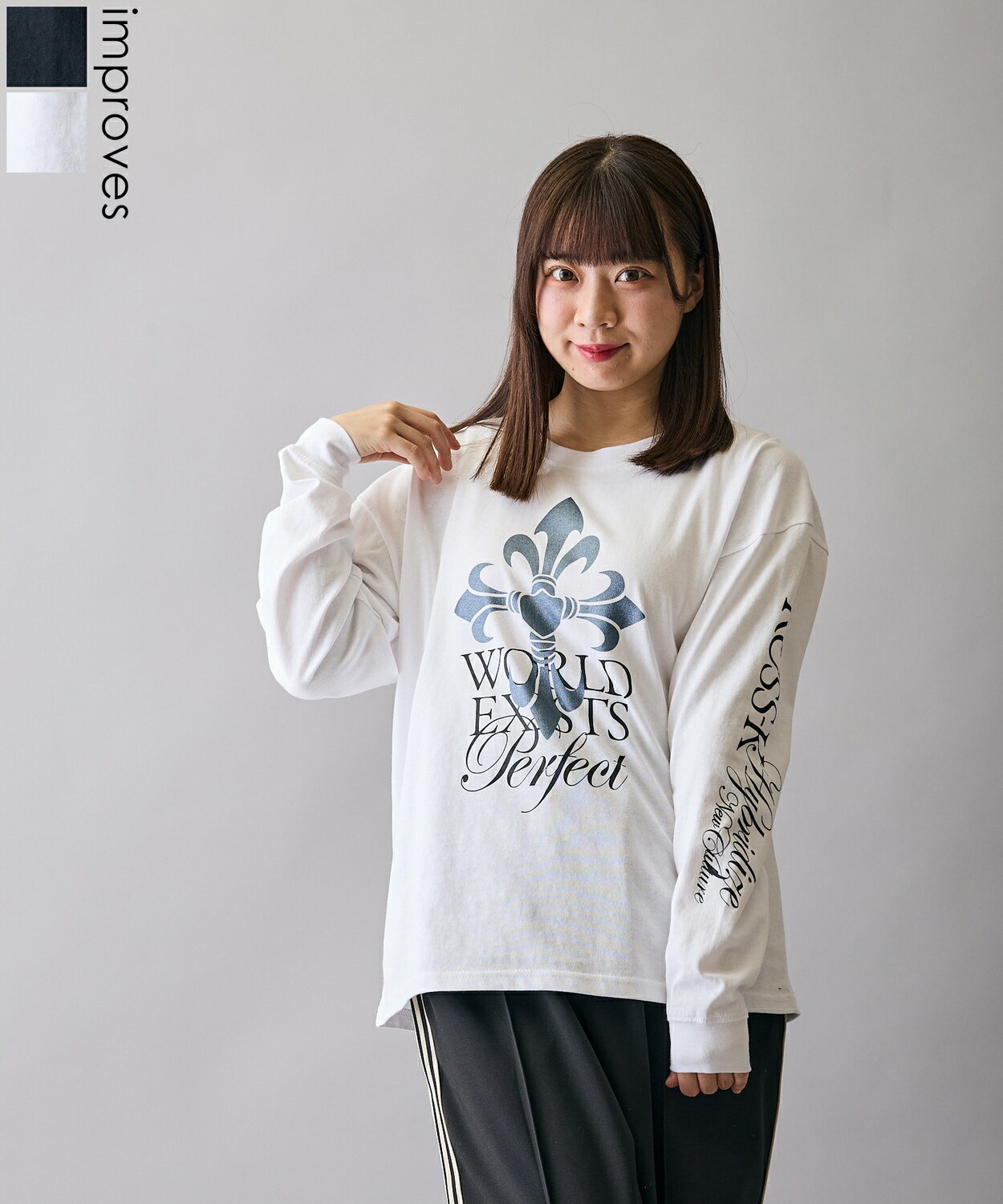 樂天商城 - 長袖Tシャツ メンズ レディース RUSS-K ラスケー ロンT カットソー プリントTシャツ オーバーサイズ ビッグシルエット カジュアル ストリート 韓国ファッション ブラック ホワイト