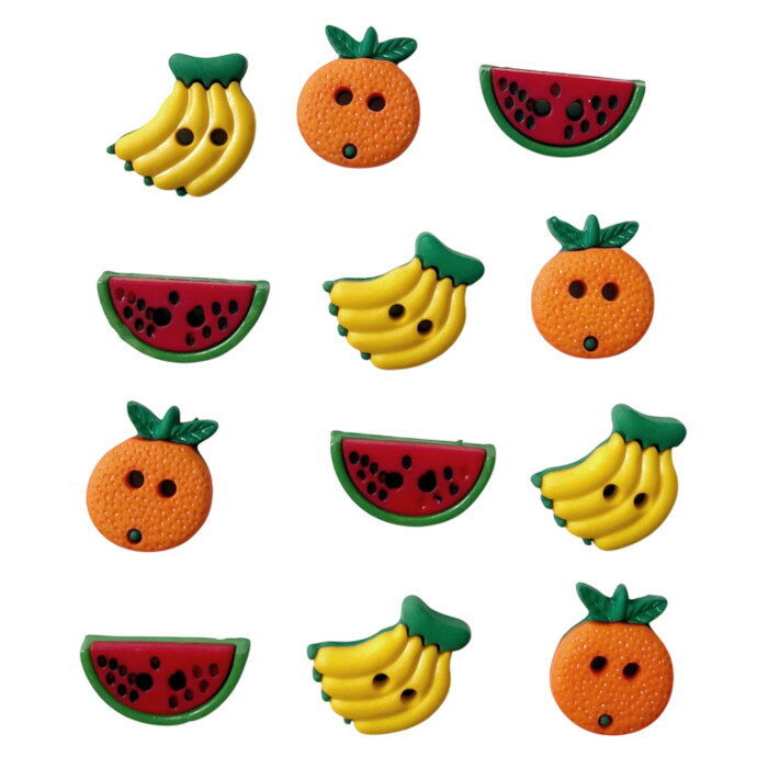 アメリカ ボタン ガローア 12個 サマー フルーツB バナナ 苺 オレンジ 果物 ストロベリー いちご みかん スイカ 幼稚園 入園 入学 準備