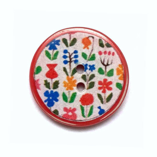 ドイツ レジン ボタン フラワー パターン L JK 花 レッド 赤 女の子 花柄 北欧 スカンジナビア
