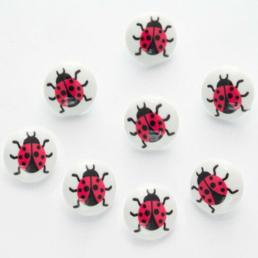 プラスチック プリントボタン てんとう虫 8個 JT 昆虫 入園 入学 準備 テントウムシ 目印 通園 幼稚園 ..