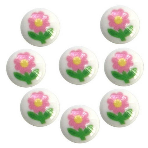 プラスチック プリント ボタン ピンク フラワー 8個 JT 幼稚園 入園 入学 準備 女の子 花