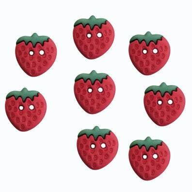 アメリカ ガローア ボタン ストロベリー2穴ボタン8個 入園 入学 準備 いちご 苺フルーツ 果物 目印 赤 レッド