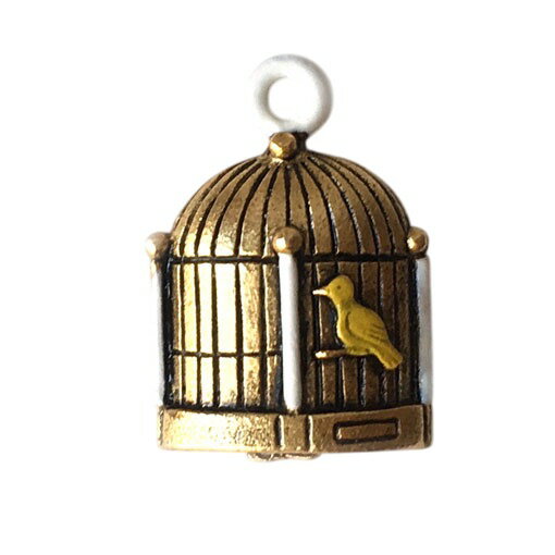 アメリカ製 メタル チャーム かごの鳥 小鳥 バード カナリア ケージ とり 鳥籠