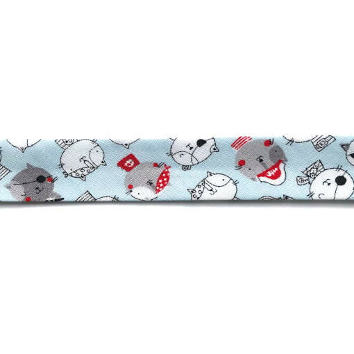 スペイン オーガニックコットン バイアス テープ 2mX18mm パイレーツ キャット ブルー ねこ 猫 海賊 20..