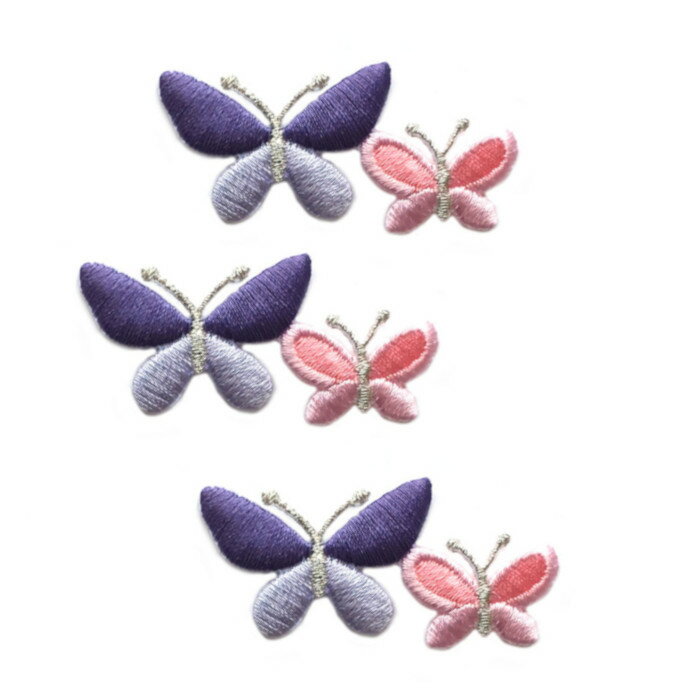 アップリケ ワッペン 2匹の チョウチョ 3枚 パステルカラー バタフライ 蝶々 ちょう UI アイロン接着 ..