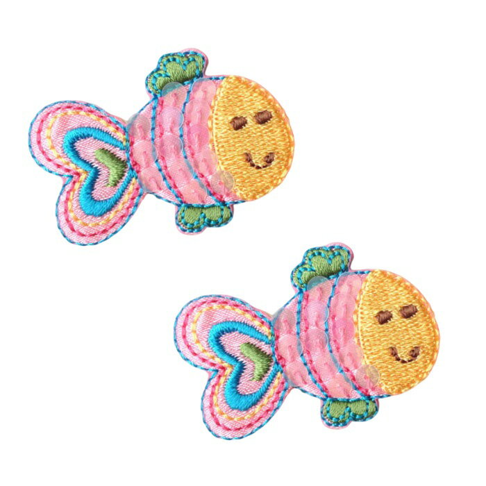 アップリケ ワッペン ピンク の お魚 シークイン UI フィッシュ 夏 海 アイロン接着 入園 入学 準備 フ..