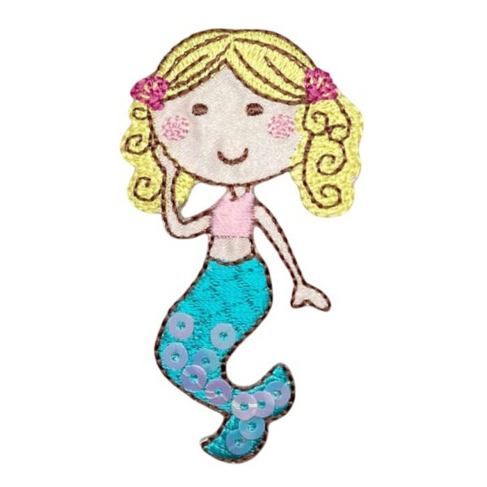 アップリケ ワッペン 人魚 マーメイド UI 海 夏 アイロン接着 入園 入学 準備 マリン 女の子 スパンコ..