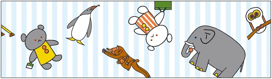 ●こぐまちゃん/透明マスキングテープ30W/どうぶつ(M050-51)/ブルー/学研ステイフル(mail 290) 2