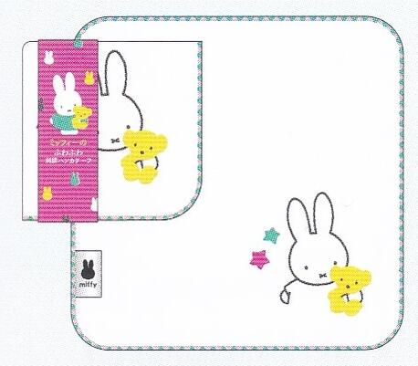 ●ミッフィー ふわふわ刺繍ハンカチーフ (BS25-26) (053484) ホワイト miffy みっふぃー スクエア (mail 190)