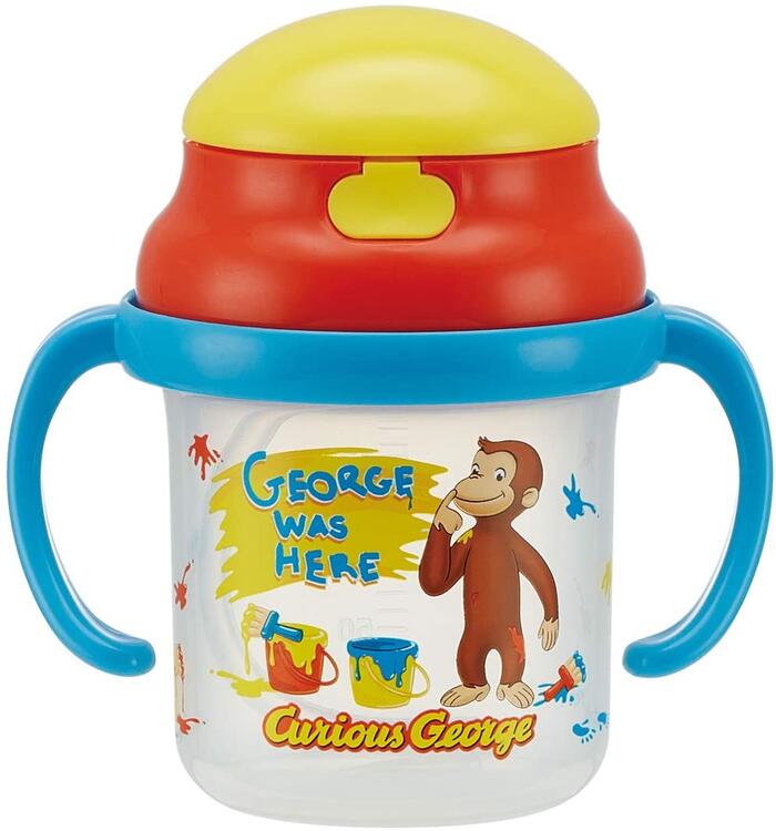 ●おさるのジョージ/ストローポッパー両手マグ(KSH2)(4973307473647)/8ヵ月頃〜/230ml/スケーター(mail ..