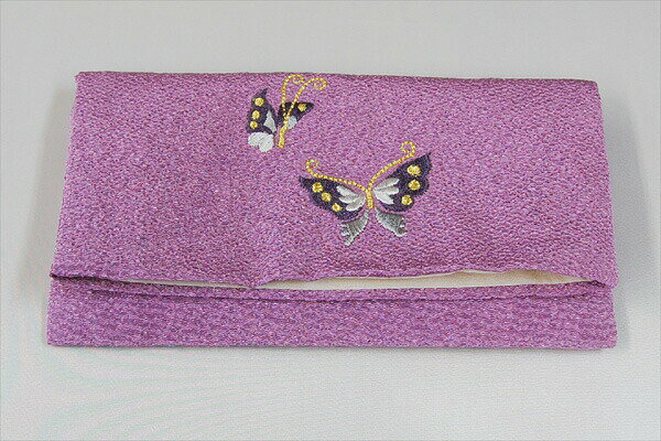 【ポイント10倍 12/1限定ワンダフルデー】数珠袋 刺繍入り 高級数珠袋 【藤色】 紙箱入り 念珠入れ 数..