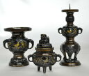 【ポイント5倍 5/9〜5/16 マラソン】仏具 三具足 3寸 花鳥模様 仏具 セット 3点セット 御供 お供え お参り 仏壇 お盆 お彼岸