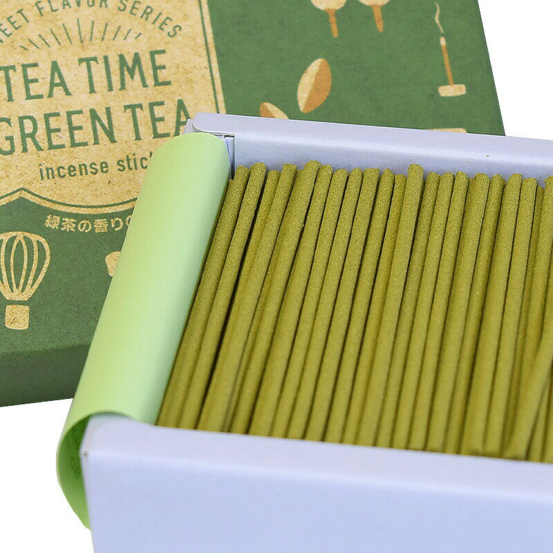 線香 ミニ寸 自宅用 TEA TIME GREEN TEA 緑茶の香りのお線香 SWEET FLAVOR SERIES 緑茶の香り お香 ハーフ寸 丸叶むらた お供え ギフト 喪中見舞い 母の日 父の日