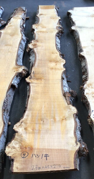 ハンノキ　耳付き　無垢天板2300×45×210ミリ　NO.4天板/棚板/看板/家具/はんのき/カバノキ科