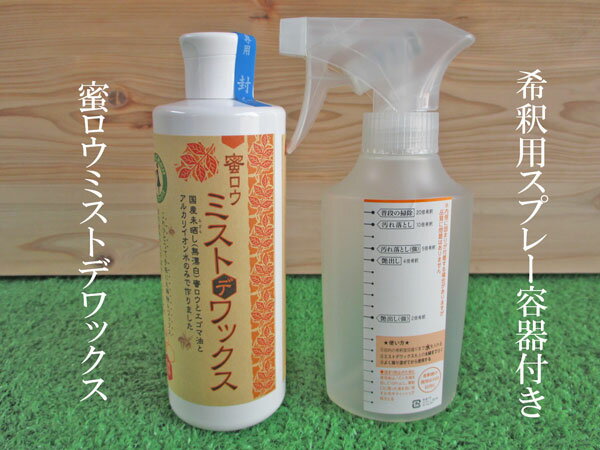 【送料無料/北海道・沖縄・離島は別途追加送料】蜜ロウ ミストデワックス250mlと希釈用スプレー容器2点セット国産未晒し 無漂白 蜜ロウとエゴマ油とアルカリイオン水のみで作ったホームクリー…