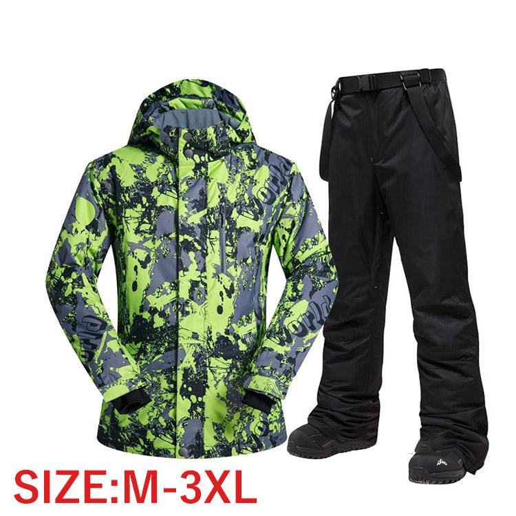 メンズ スノーボードウェア スキーウェア スポーツウェア 2点セット ジャケット パンツ 防寒 アウトドア 防風 防水 厚手