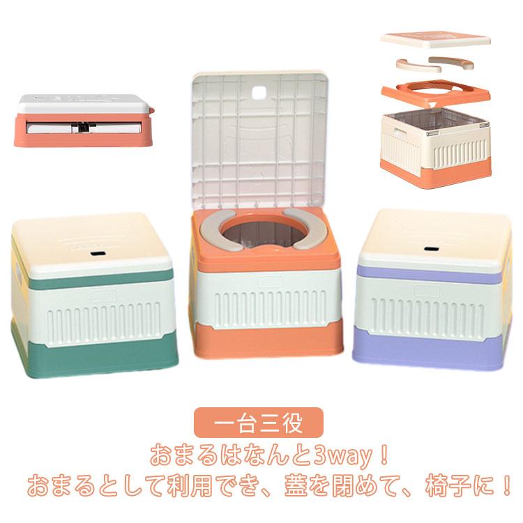 3点セット！簡易トイレ 携帯トイレ 処理袋 収納袋付き 非常用 災害用 防災 トイレ キャンプ トイレ 折りたたみ 便座 仮設トイレ 緊急トイレ 車中(3)