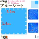 【 ブルーシート 厚手 防水 #3000 5.4×5.4 m 1枚入 】 実寸 5.2×5.2m 厚み 約0.22mm 広さ 約 4畳半 材質 PE ポリエチレン カラー ブルー 青 アルミ ハトメ 付 間隔 約90cm×24個