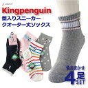 Kingpenguinスニーカークオーター丈甲メッシュ消臭加工付き 色おまかせ4足セット