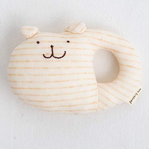 Y-1026 pompkins BABY オーガニックコットン100％【うさぎ・くま・わんこシリーズ】ガラガラ がらがら 日本製 (ボーダー (わんこ))