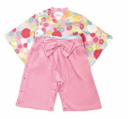 ベビー服 キッズ ファッション フォーマル 服 おしゃれ イベント Aenak 菊柄 全開 女児はかま ロンパー..