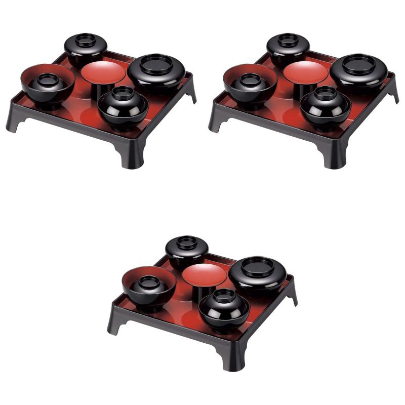 3個セット お喰初膳セット 黒内朱（女の子用） [ 27.7×27.7×5.8cm ] | お喰初 ABS樹脂 日本製 セトモノ..