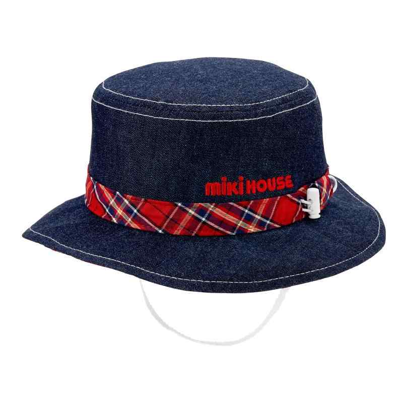 [ミキハウス] 帽子 ハット デニム UVカット 日よけカバー付き 日よけ帽子 ゴム付き 男の子 女の子 ベビー キッズ ベビー服 子供服 10-9117-492
