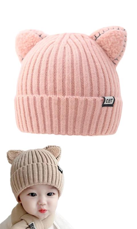 [La kukuna] 猫耳ニット帽 6ヶ月～4歳 赤ちゃん ベビー 子供 キッズ 冬用 帽子 毛糸 雪遊び 親子コーデ