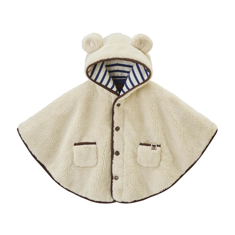 [ミキハウス] ミキハウスダブルビー マント ポンチョ アウター 防寒 ボア 男の子 女の子 ベビー キッズ 赤ちゃん ベビー服 子供服 63-3802-491 フリー(70-90cm) アイボリー