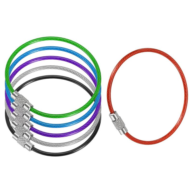 Rakuten - [PATIKIL] ワイヤーキーホルダー ネジ式 ステンレス製 ワイヤーキーリング 金具 鍵 キーチェーン 紛失·盗難防止 長さmm 直径 本