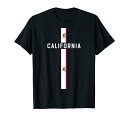 カリフォルニア州縦フラグ、大文字で「CALIFORNIA」 Tシャツ