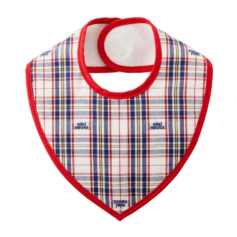 [ミキハウス] スタイ よだれかけ ビブ 綿100％ 日本製 チェック 防水 男の子 女の子 ベビー キッズ 赤ちゃん 出産祝い ギフト 10-7922-490 紺×白