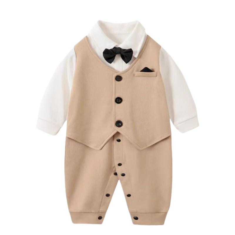 [Mum&nny] 男の子 ロンパース ベビー洋服 赤ちゃん フォーマルスーツ 前開き 蝶ネクタイ お呼ばれ お宮参り 入園式 誕生日 お食い初め 出産祝い 結婚式