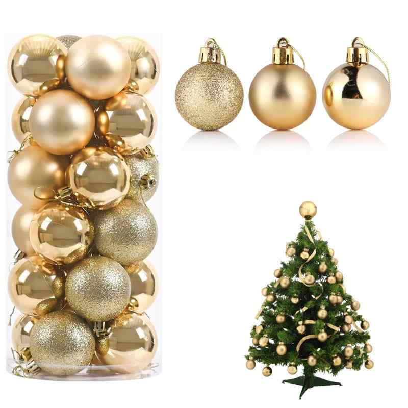 Zhejia クリスマス ボール 【24個 4cm】オーナメント 飾り 飾り付け クリスマスボール デコレーション 新年飾り クリスマスツリー 装飾 おしゃれ 豪華 ゴージャス 北欧風 家庭用 部屋 喫茶店 店