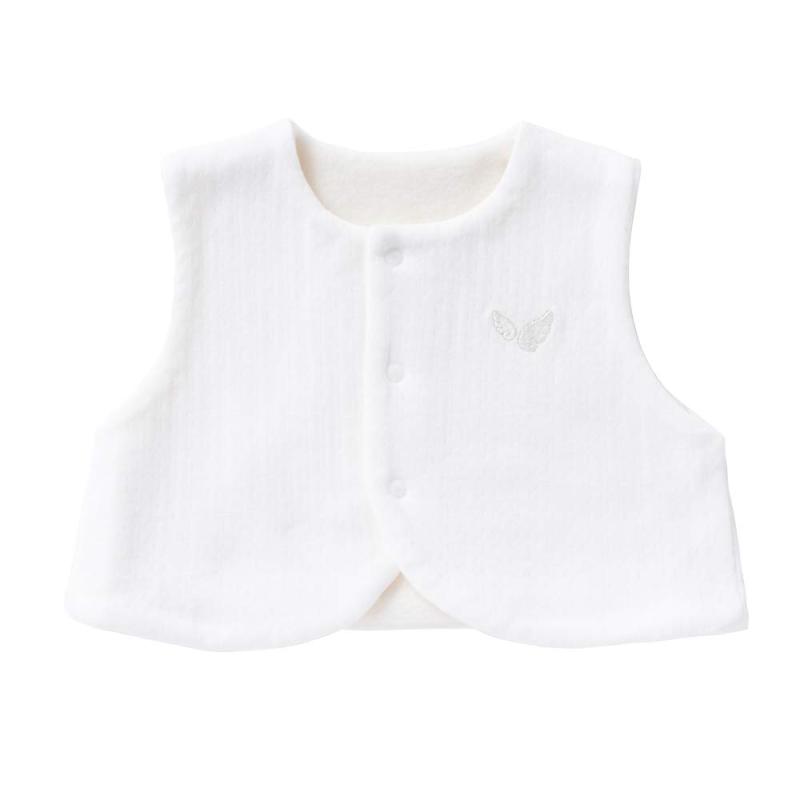 cremé de coco ダブルフェイス ベスト 天使の羽 刺繍 裏地 フリース 新生児 赤ちゃん 日本製 50-70cm