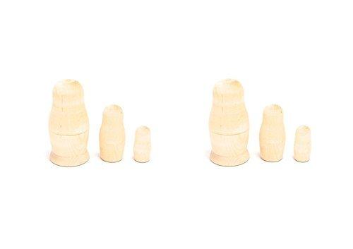 【お得な2個セット】 白木マトリョーシカ 3個組 7cm [ロシア製]