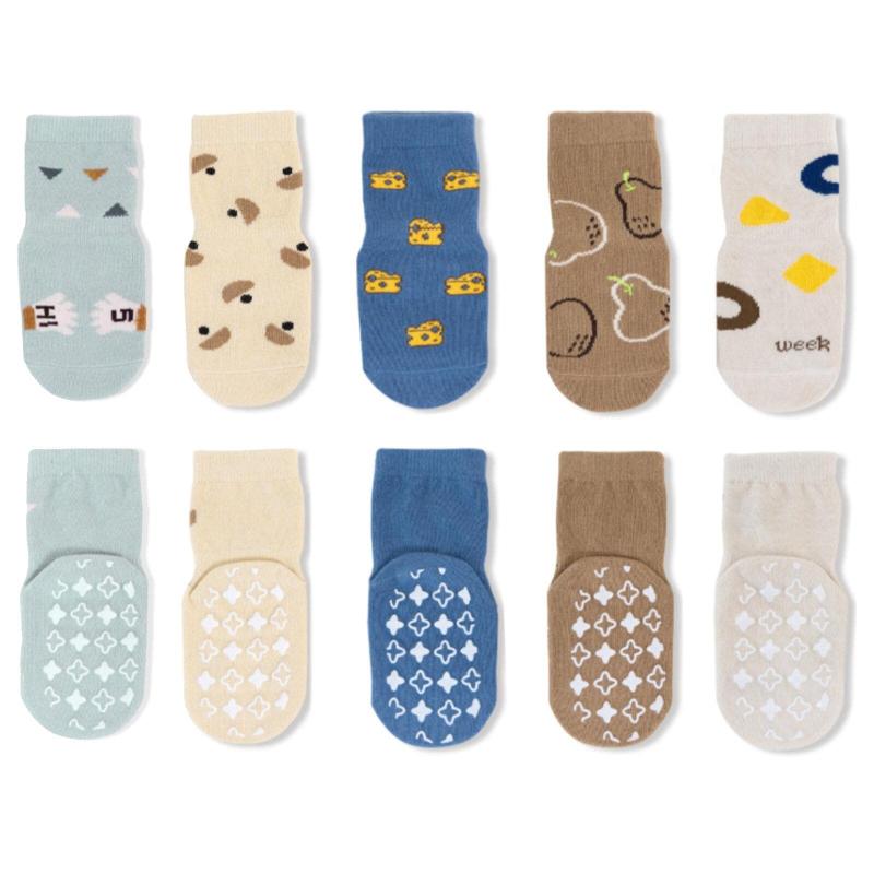 [Elkrun] ベビーソックス 0-5歳 滑り止め付き 子供靴下 快適 通気性 柔らかい 抗菌 赤ちゃん、幼児、子供用、男の子、女の子 適用 滑り止め 靴下