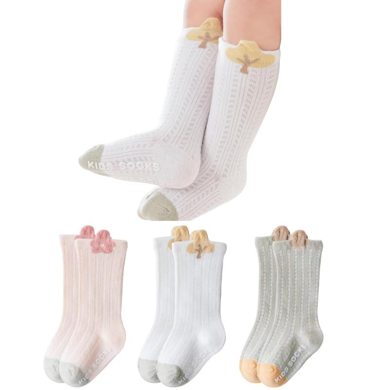 [Buffydeer] ベビーハイソックス 赤ちゃん メッシュ ニーハイソックス 3足セット 夏蚊よけ靴下 女の子 ..