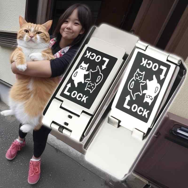 (ノブダム)窓 ロック ストッパー 網戸ロック 猫 網戸ストッパー 網戸脱走防止 防犯グッズ 窓 ストッパー 転落防止 防犯対策 左右対称デザイン 窓 サッシ ロック ドアロック 子供 引き戸 ロッ