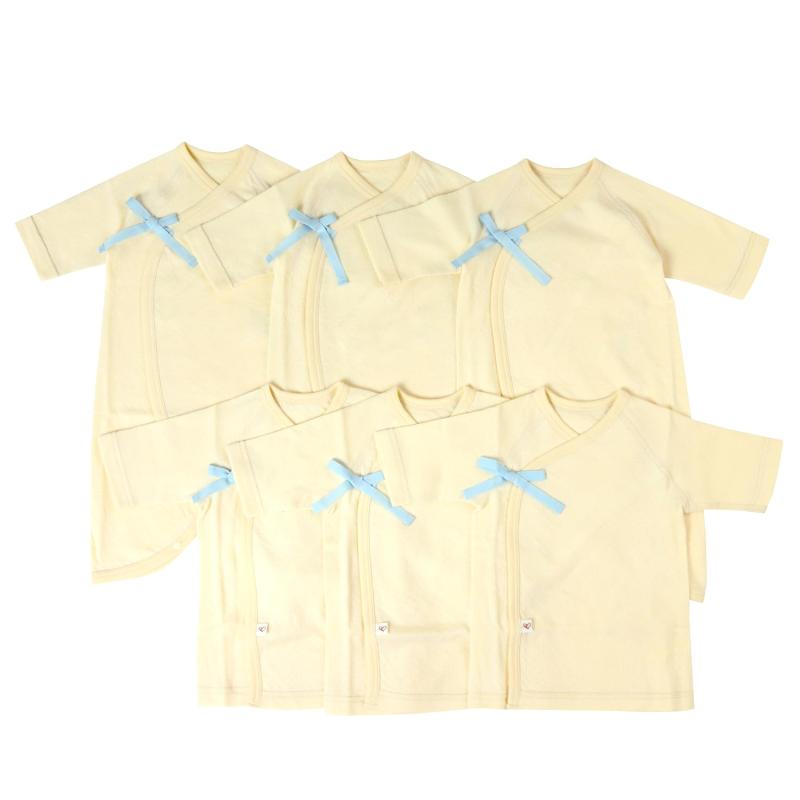 [ピュアオーガニック] 新生児肌着 100％オーガニックコットン 短肌着フィットタイプ コンビ肌着フィットタイプ ブルー系 50-60(4)