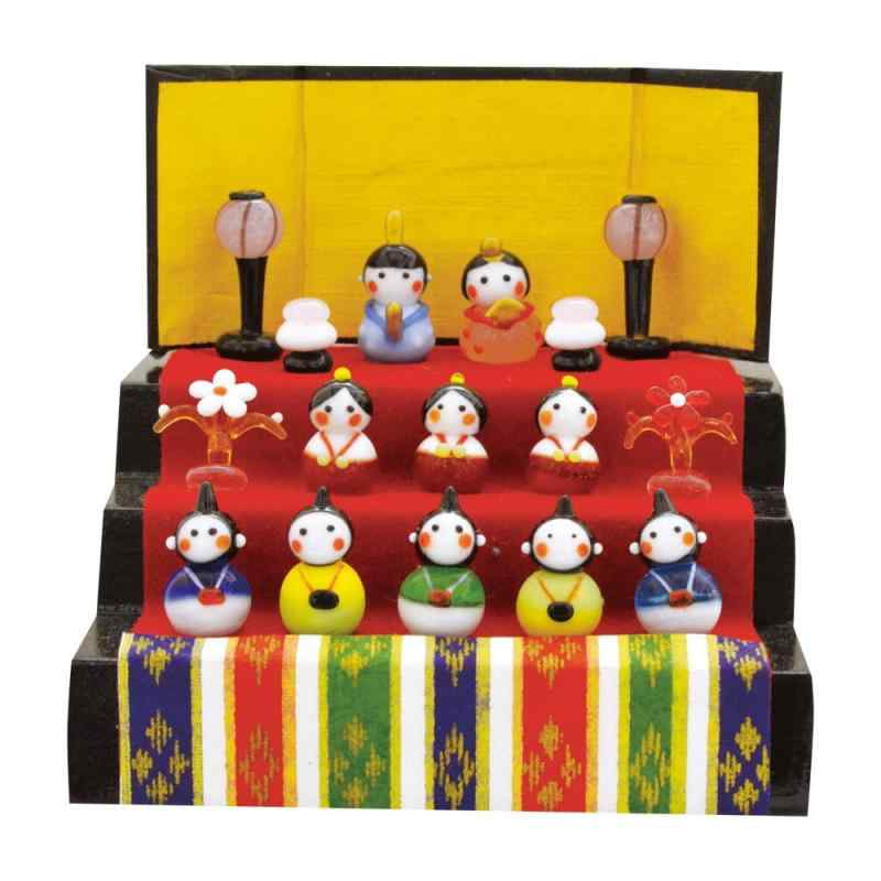 フォーカート かわいい おひなさま 手作り ガラス細工 春の豆雛 三段飾り